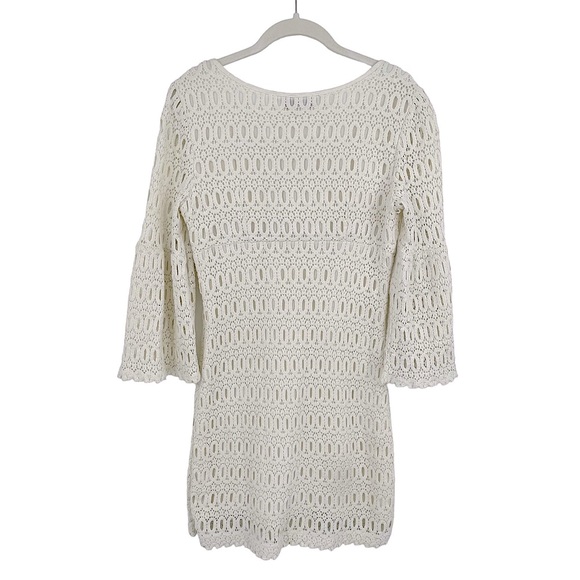 TRINA TURK Off White Cotton Eyelet Crochet Sheath Dress - Size 8 - Picture 5 of 14